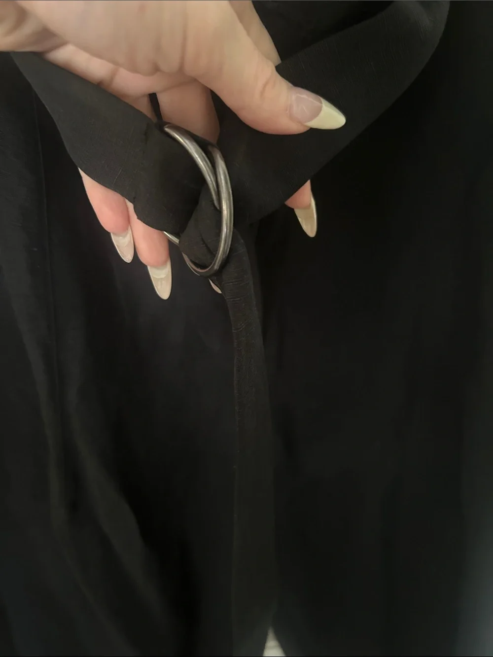 Banana Republic LINEN Black High-Waist D-Ring Trousers
